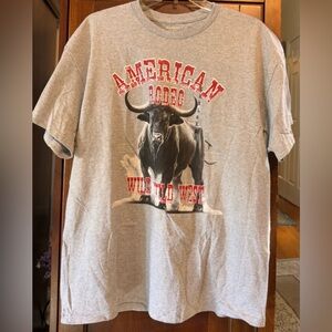 American Rodeo Wild Wild West Retrofit Gray Graphic T-Shirt size XL NEW
